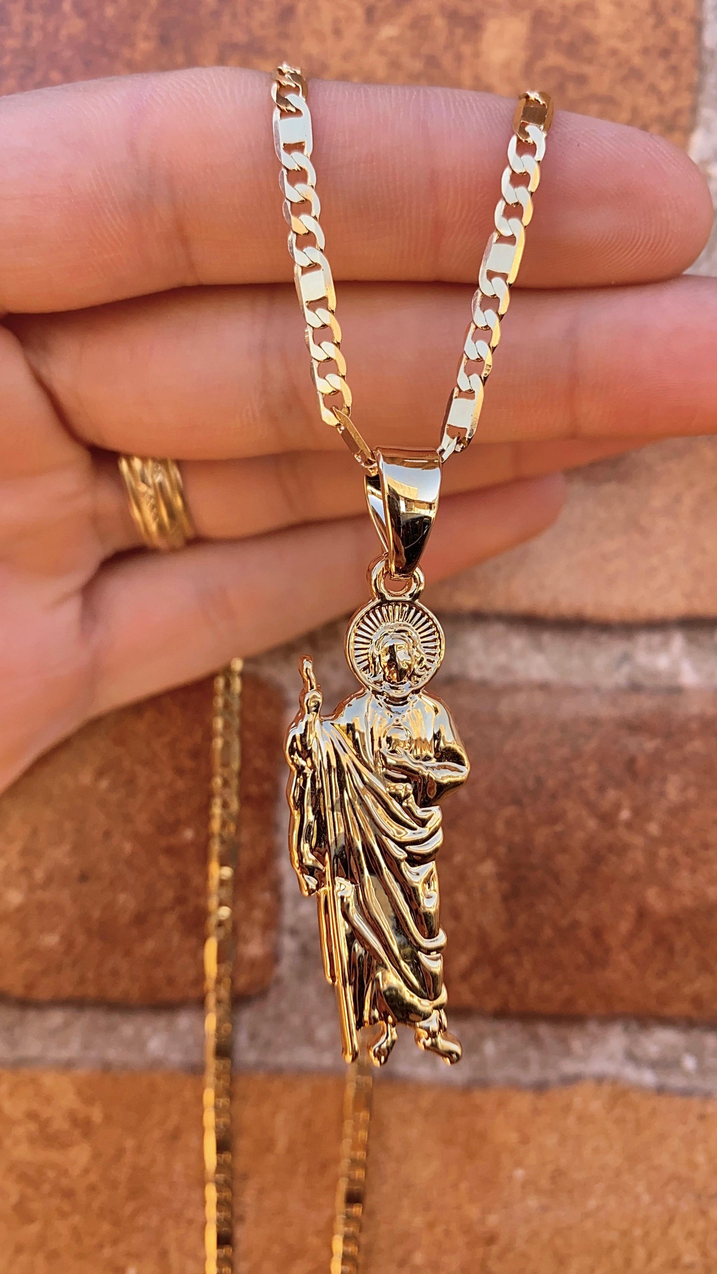 San Judas Tadeo Necklace 24" Pendant 14K Gold F Jewelry Mens