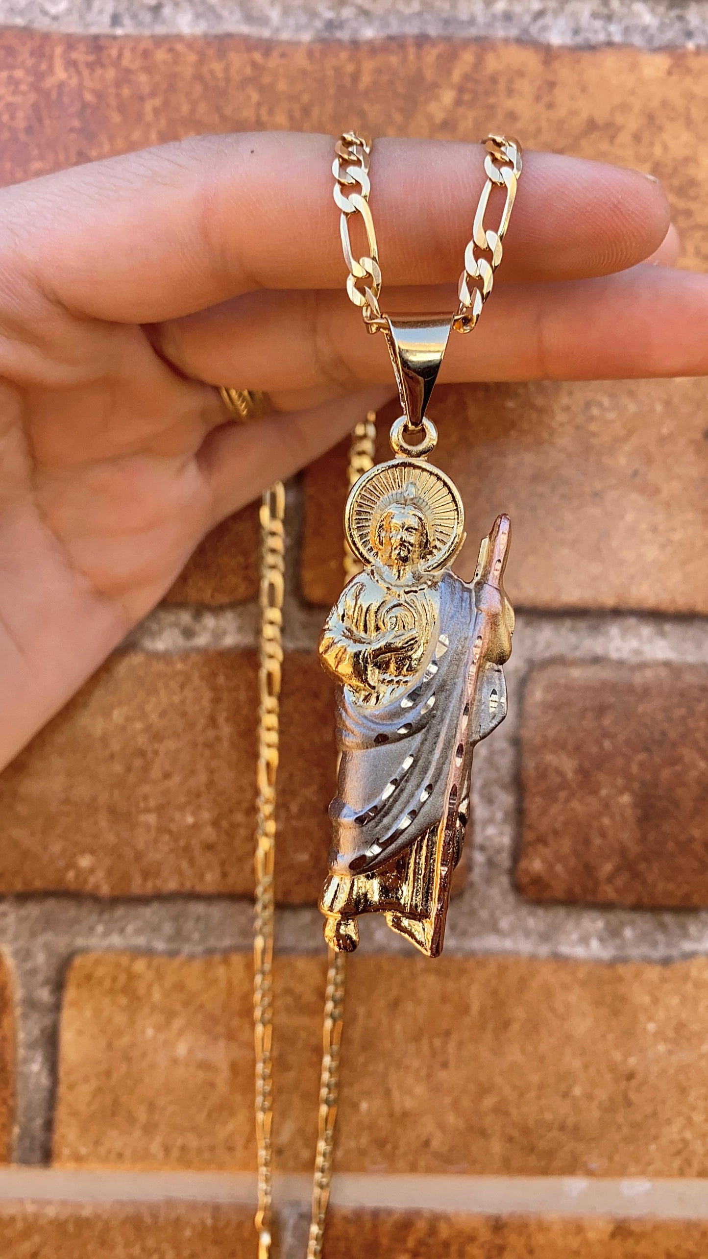 San Judas Tadeo Necklace 24" Pendant 14K Gold F Jewelry Mens