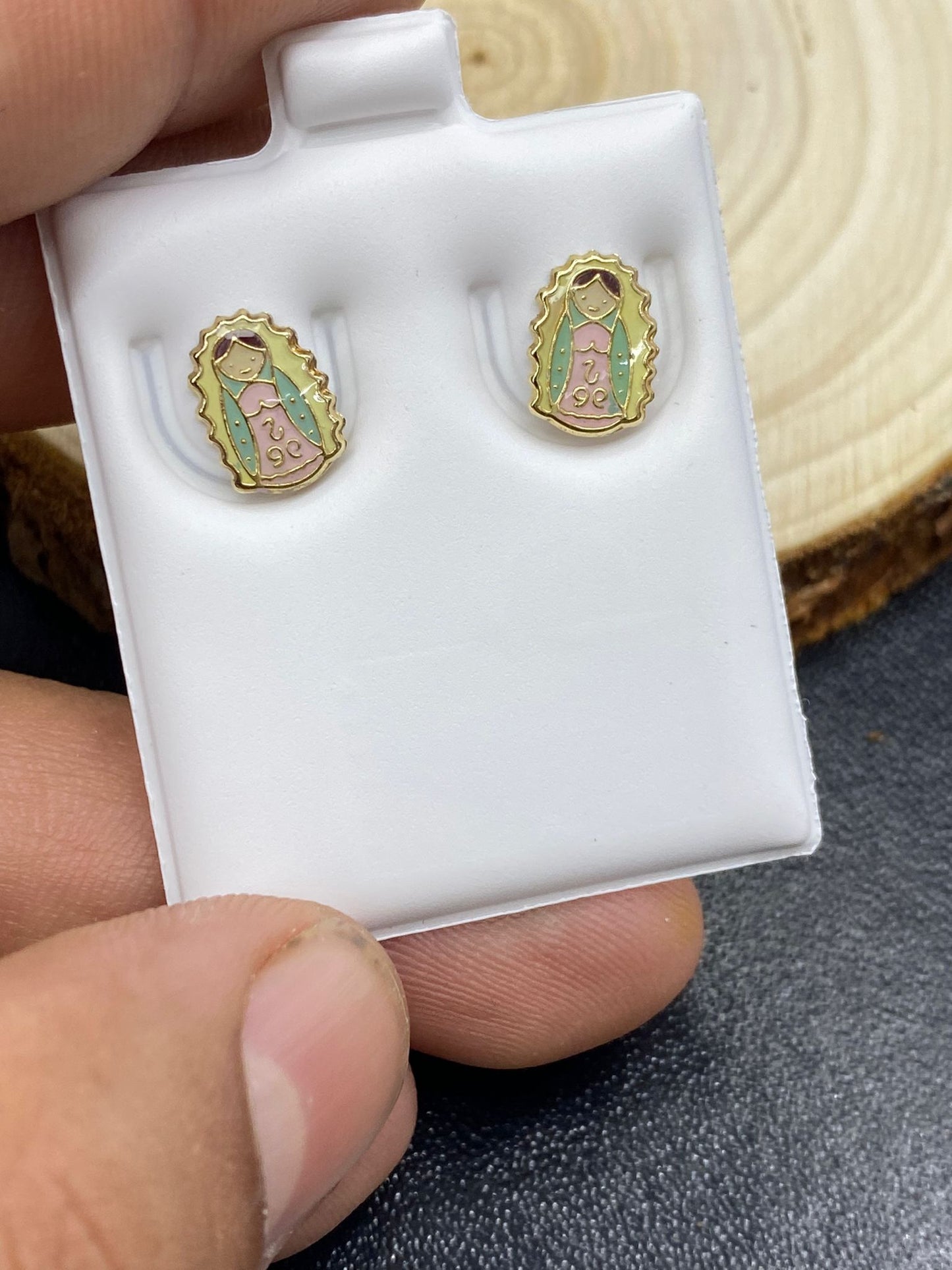 Our Of Lady Guadalupe Stud Earrings For Girls Kids Jewelry Minimalist Elegance