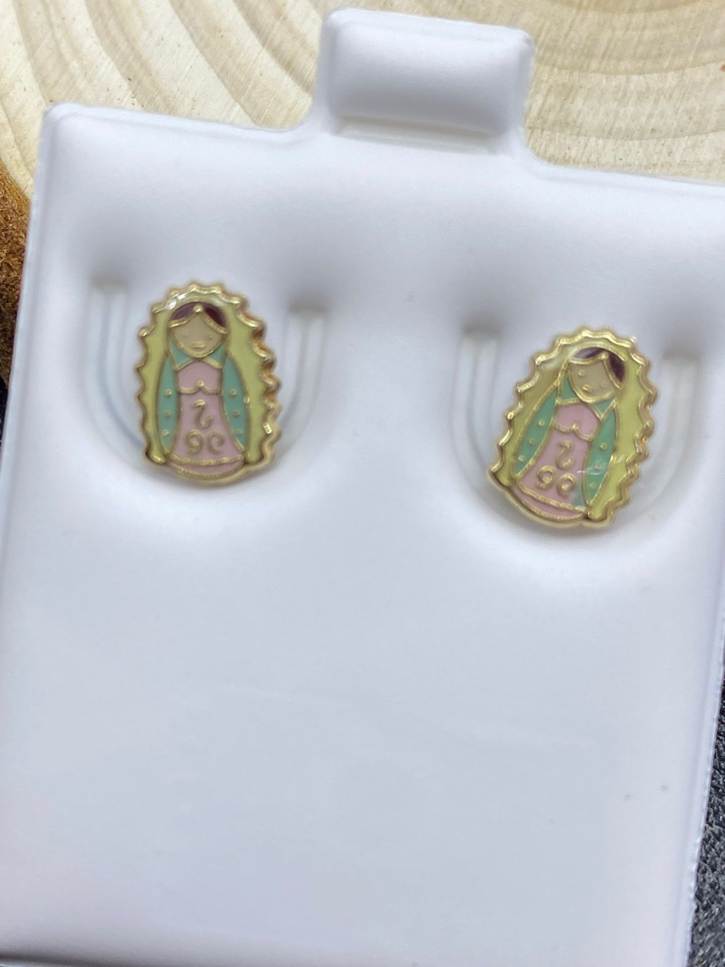 Our Of Lady Guadalupe Stud Earrings For Girls Kids Jewelry Minimalist Elegance