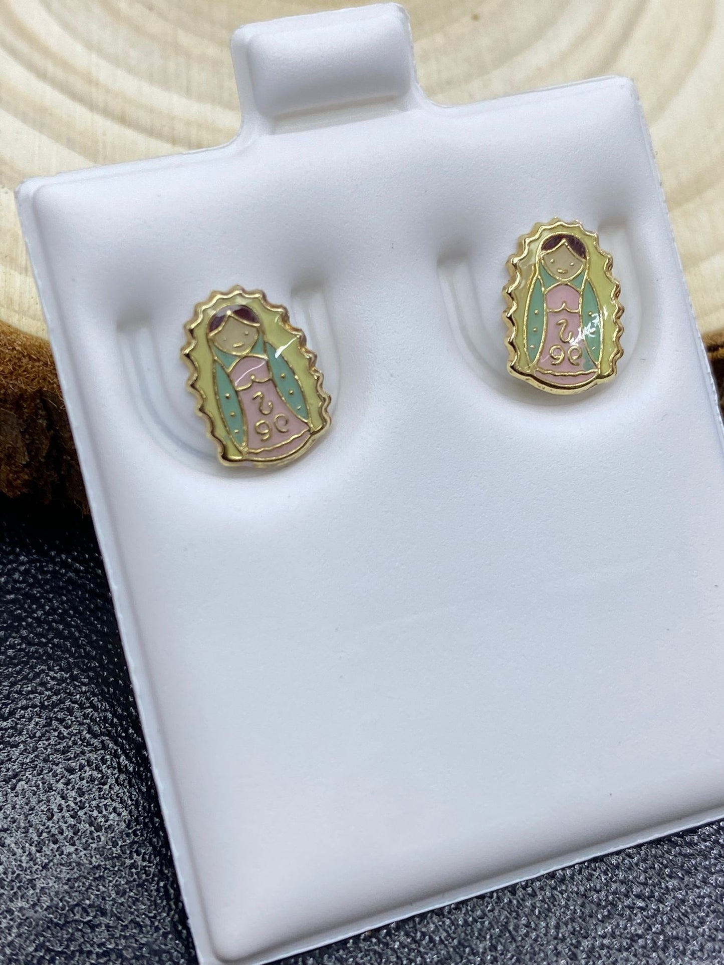 Our Of Lady Guadalupe Stud Earrings For Girls Kids Jewelry Minimalist Elegance