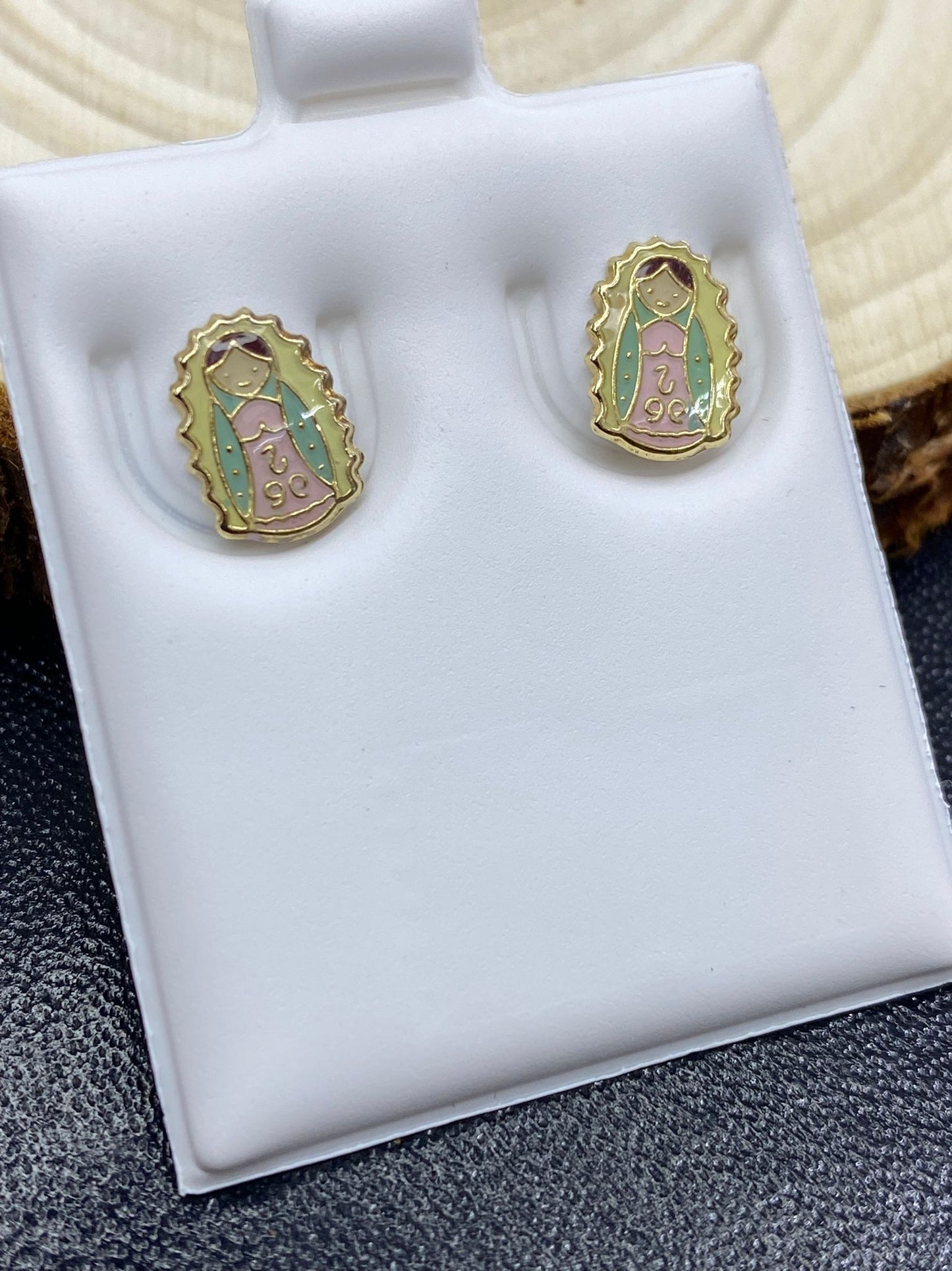 Our Of Lady Guadalupe Stud Earrings For Girls Kids Jewelry Minimalist Elegance