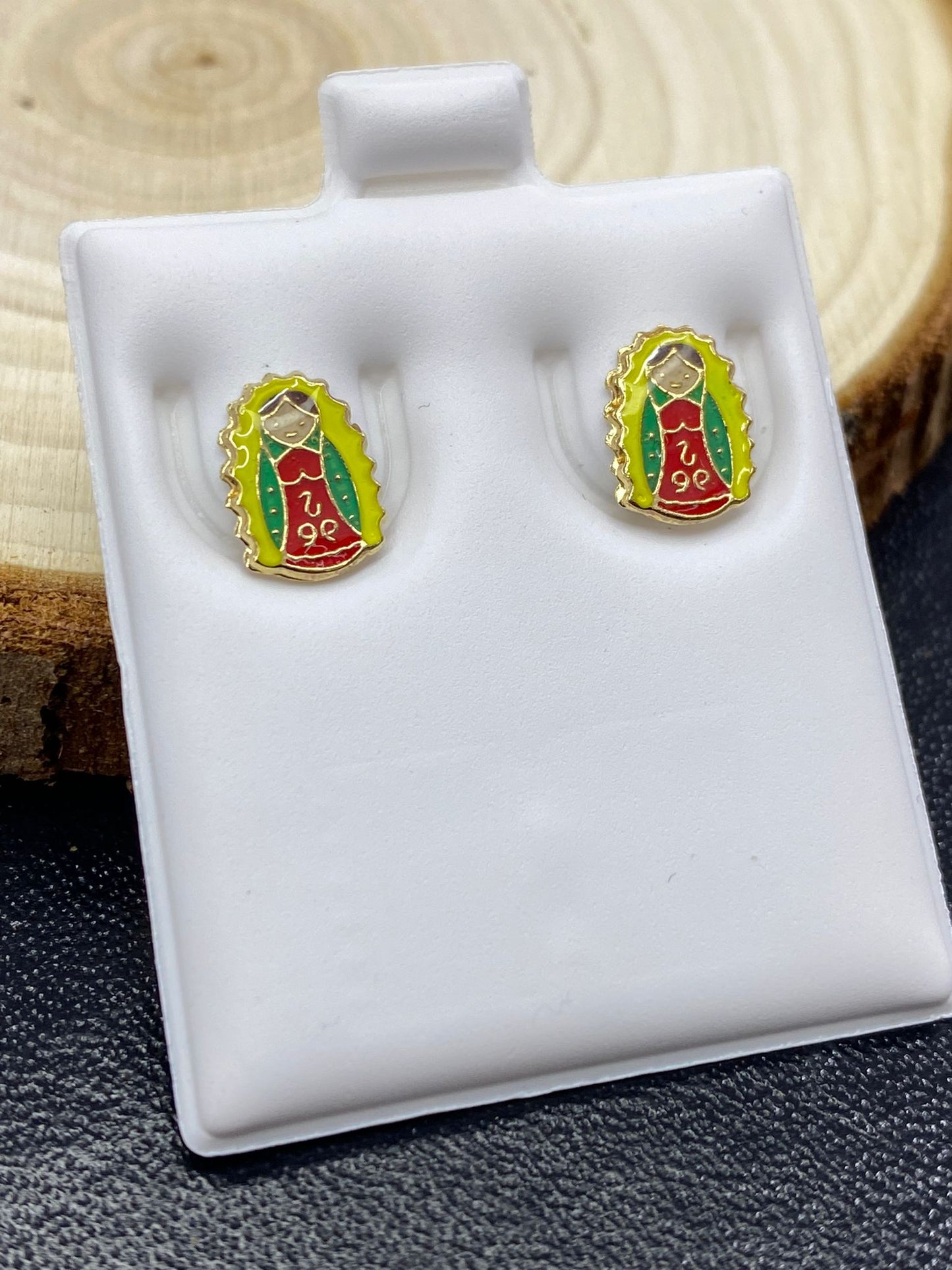 Virgen Guadalupe Stud Earrings Screw Back For Kids Baby Gifts Religious