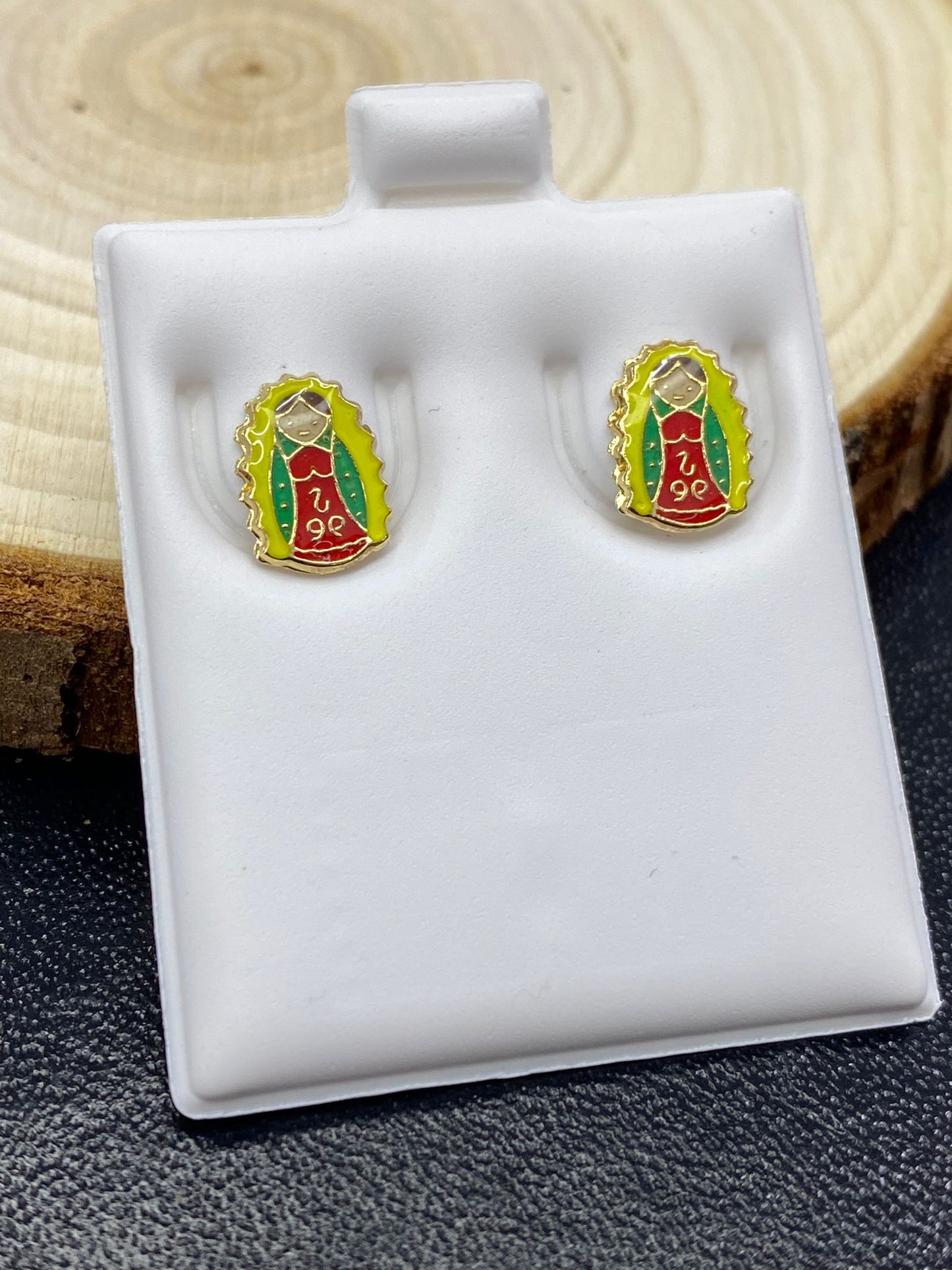 Virgen Guadalupe Stud Earrings Screw Back For Kids Baby Gifts Religious