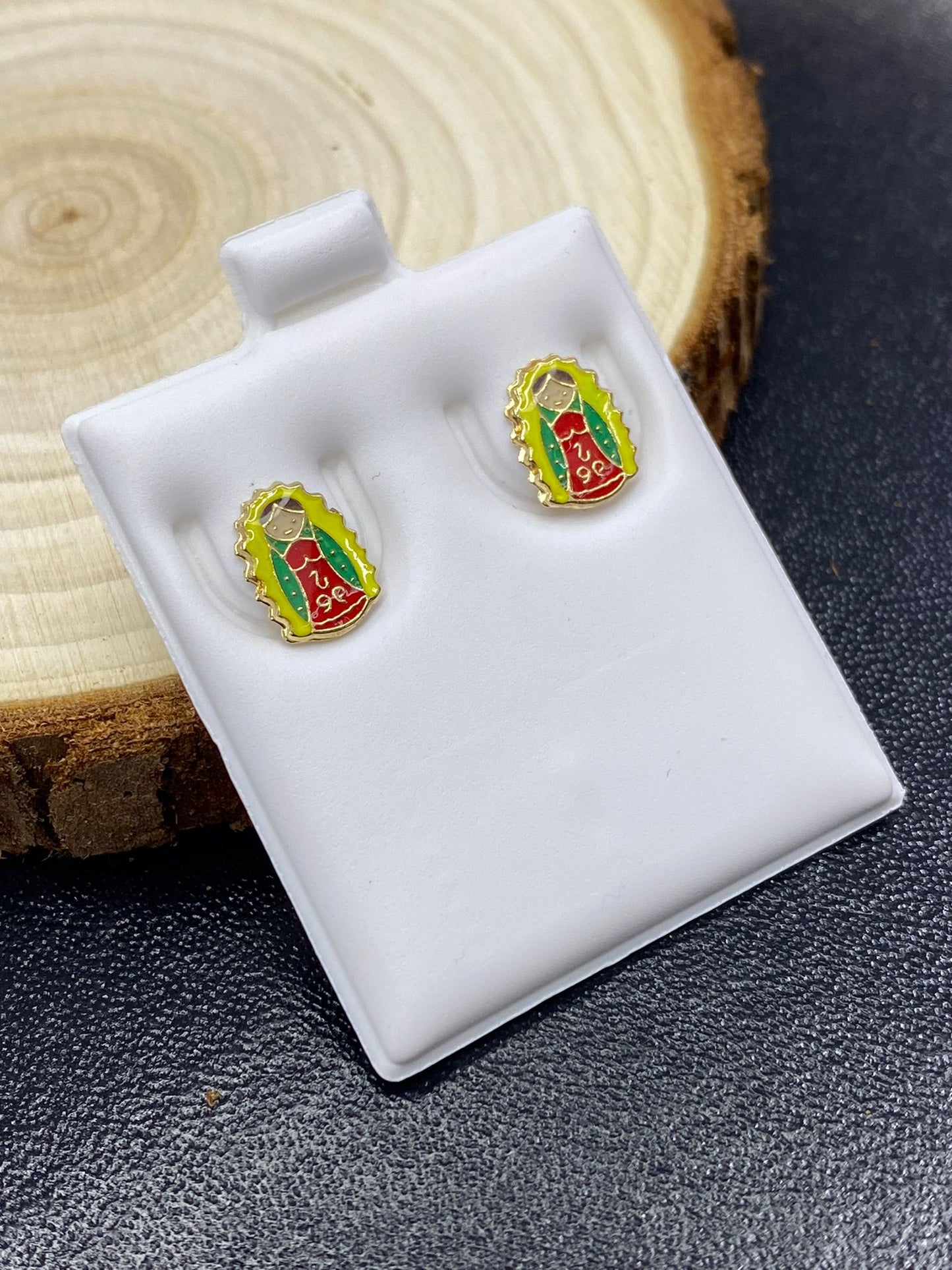 Virgen Guadalupe Stud Earrings Screw Back For Kids Baby Gifts Religious