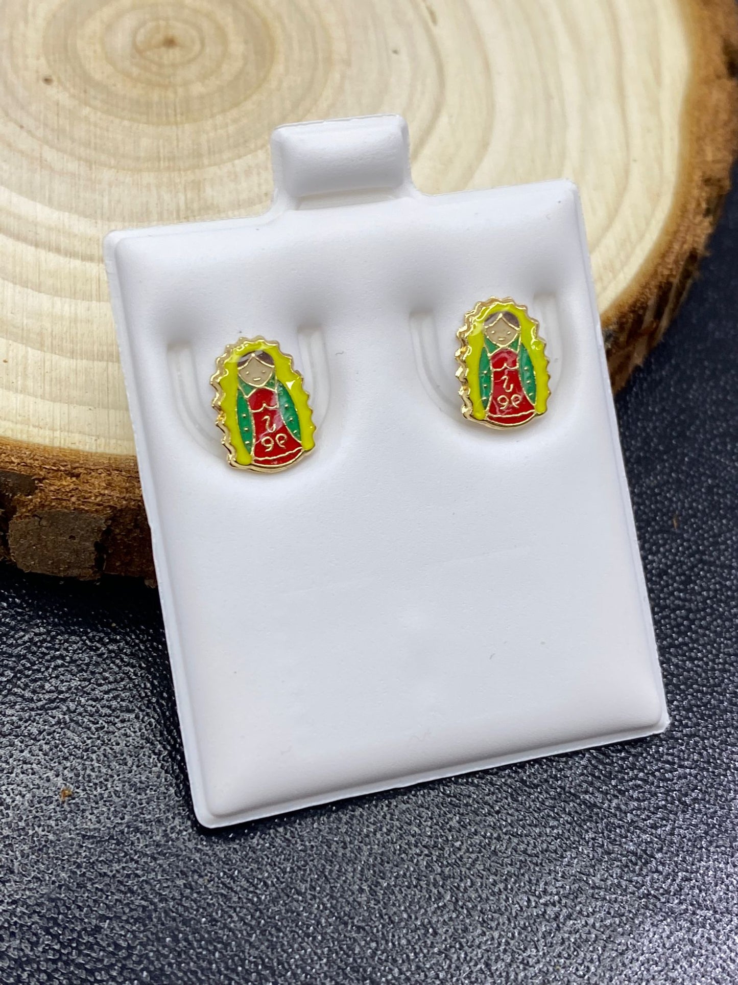 Virgen Guadalupe Stud Earrings Screw Back For Kids Baby Gifts Religious