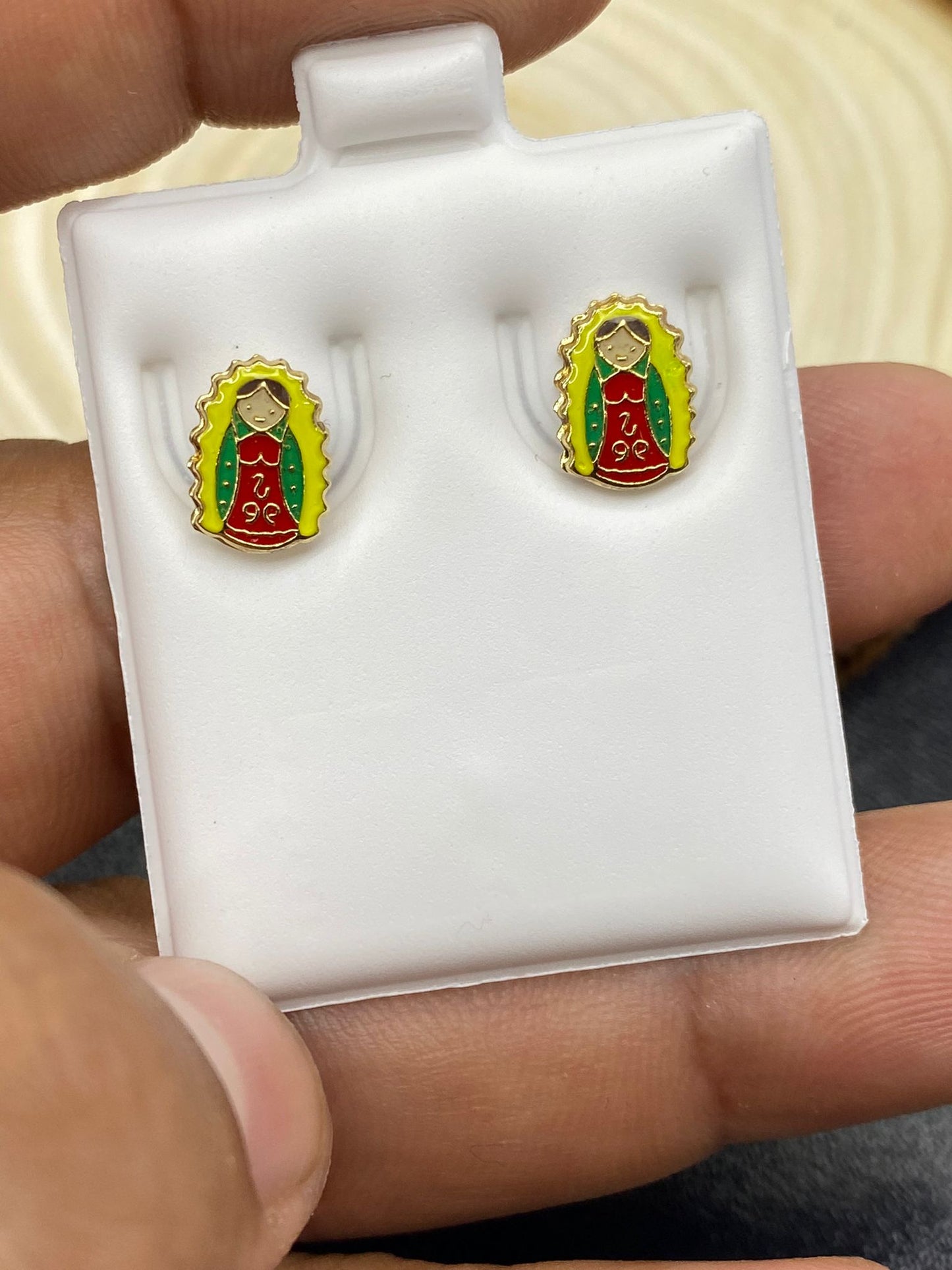 Virgen Guadalupe Stud Earrings Screw Back For Kids Baby Gifts Religious