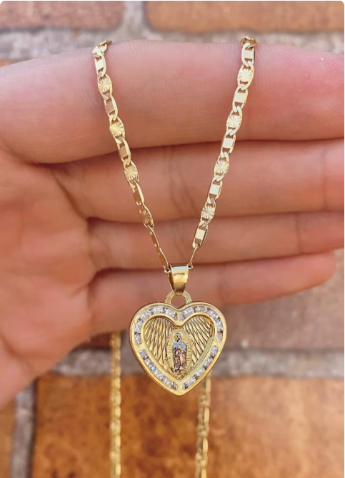 Virgencita de Guadalupe Pendant Necklace 14K Gold Filled Jewelry For Youth Adults