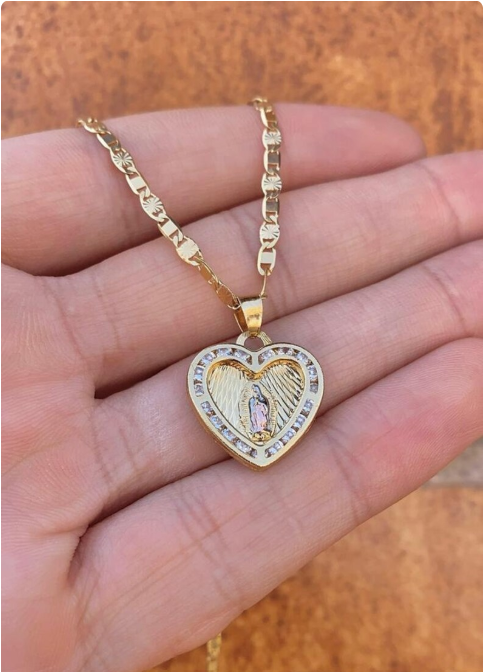 Virgencita de Guadalupe Pendant Necklace 14K Gold Filled Jewelry For Youth Adults