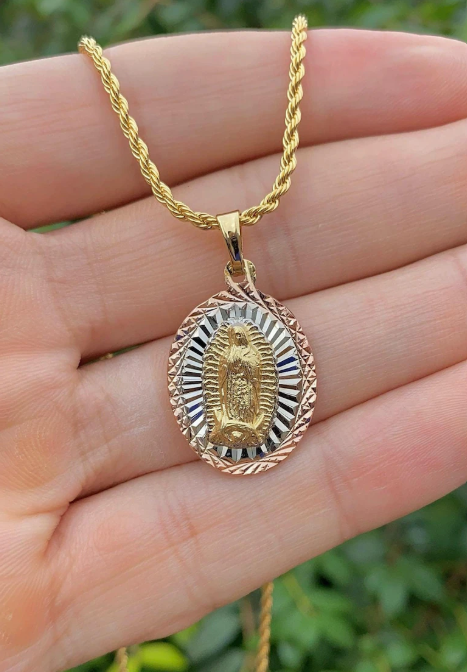 Virgin Mary Of Guadalupe Necklace 17" Pendant Jewelry For Her Womens