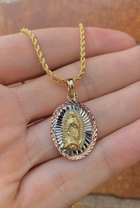 Virgin Mary Of Guadalupe Necklace 17" Pendant Jewelry For Her Womens