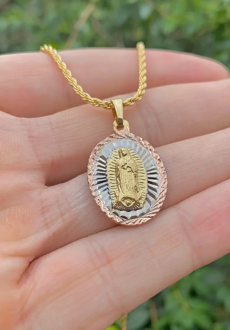 Virgin Mary Of Guadalupe Necklace 17" Pendant Jewelry For Her Womens