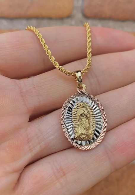 Virgin Mary Of Guadalupe Necklace 17" Pendant Jewelry For Her Womens