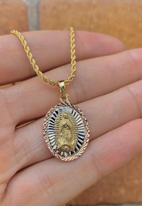 Virgin Mary Of Guadalupe Necklace 17" Pendant Jewelry For Her Womens