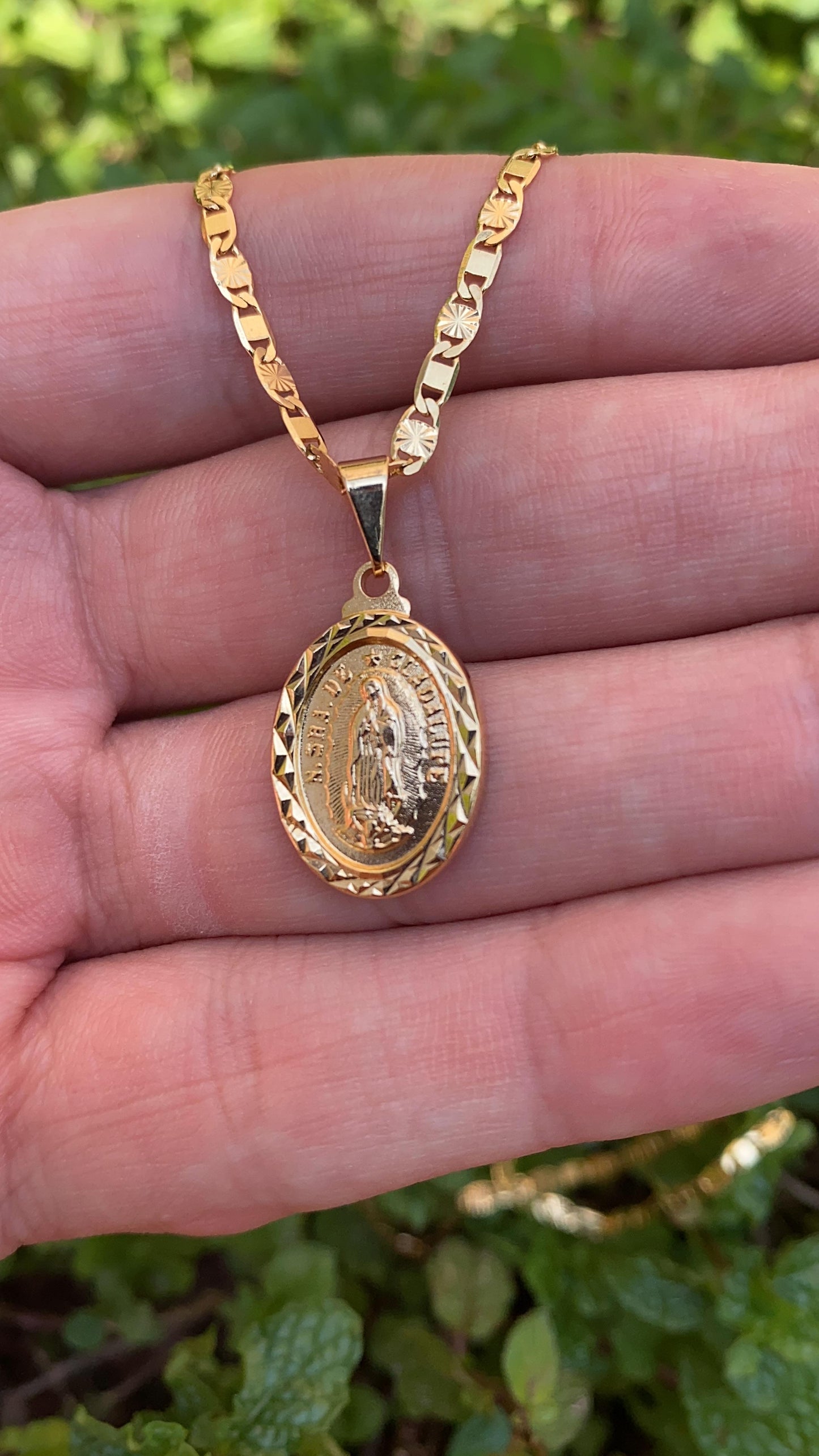 Virgencita de Guadalupe Pendant Necklace 20" 14K Gold Filled Womens Ladies Girls