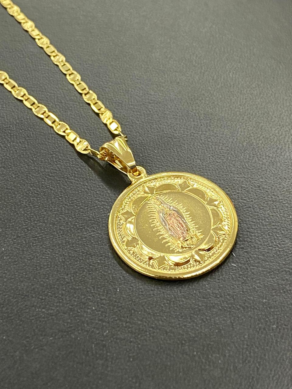 14K Gold Filled Virgem de Guadalupe Necklace Pendant Cadena de Oro Laminado