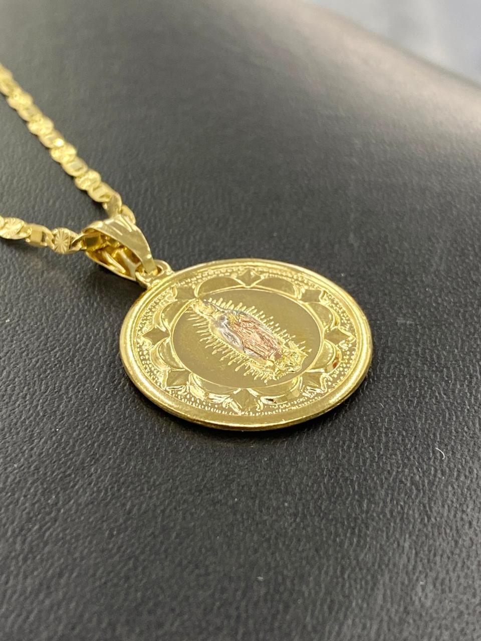 14K Gold Filled Virgem de Guadalupe Necklace Pendant Cadena de Oro Laminado