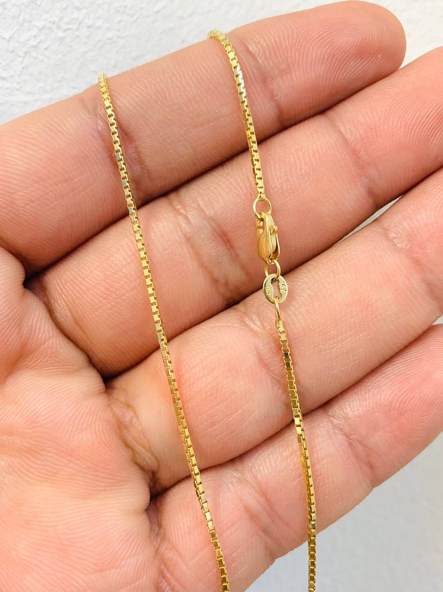 14k Yellow Gold Box Link chain 20" Box Link Necklace for Womens Mens / Dainty Gold Chain / Everyda Tiny Necklace / Cadena de Oro Para Mujer