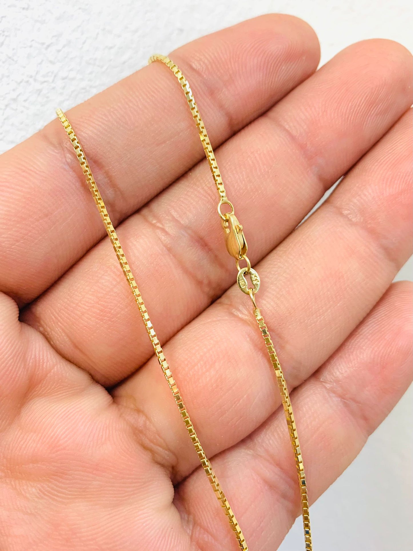 14k Yellow Gold Box Link chain 20" Box Link Necklace for Womens Mens / Dainty Gold Chain / Everyda Tiny Necklace / Cadena de Oro Para Mujer