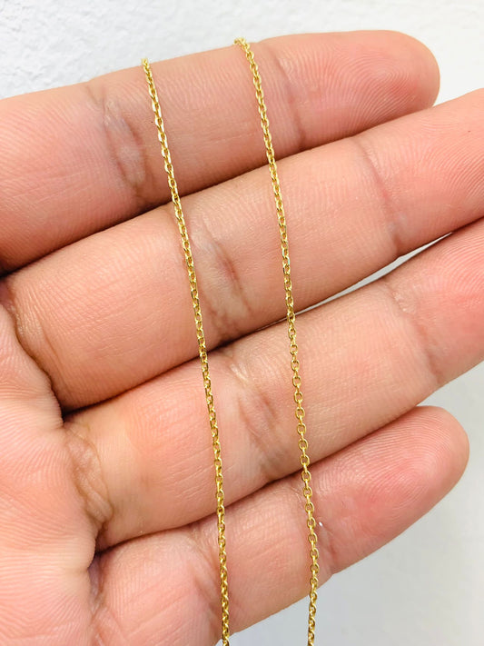 14K Yellow Gold Cable Link Necklace 16" Everyday Cable Link Chain for Kids Children Boys Girls Dainty Tiny Chain / Cadena de Oro Cable Link