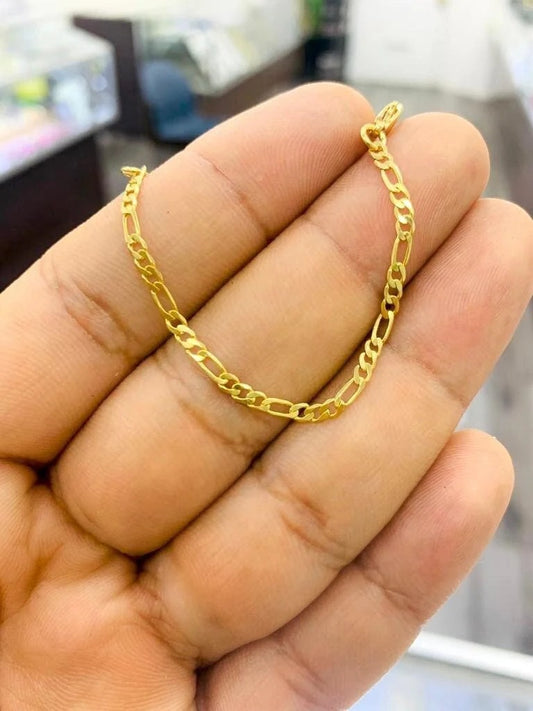 Newborn Baby/Childrens Boys/Girls Gold Filled Baby Bracelet, 14k Real Gold Filled Figaro Chain