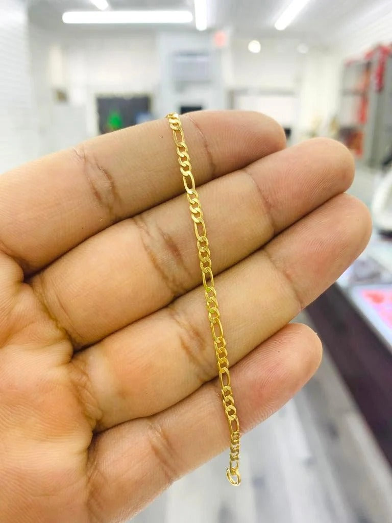 Newborn Baby/Childrens Boys/Girls Gold Filled Baby Bracelet, 14k Real Gold Filled Figaro Chain