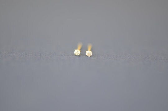 14k Solid Gold Round CZ Stud Earrings for Women's Men's Kids 1.5 to 10mm/ Everyday Earrings