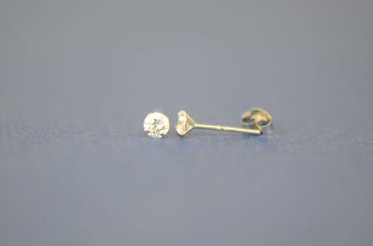 14k Solid Gold Round CZ Stud Earrings for Women's Men's Kids 1.5 to 10mm/ Everyday Earrings