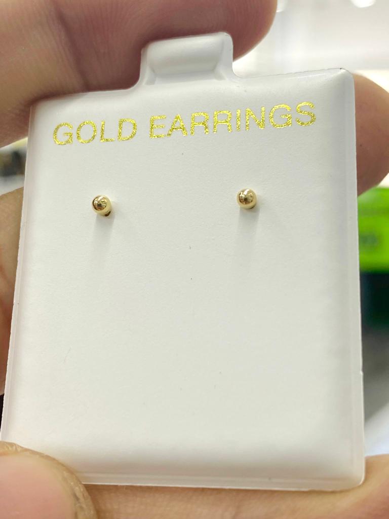 10K Yellow Gold Ball Earrings 2mm for Baby Girls Jewelry Push back Fancy Stud Earrings