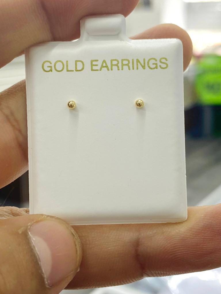 10K Yellow Gold Ball Earrings 2mm for Baby Girls Jewelry Push back Fancy Stud Earrings