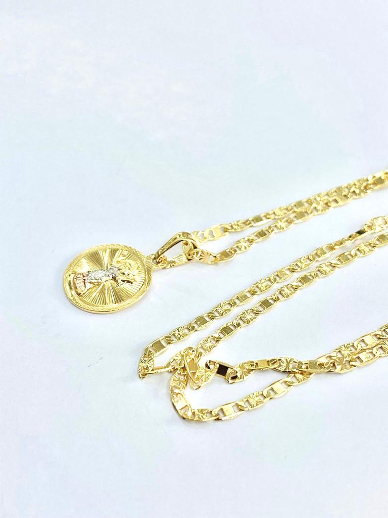 14K Gold Filled Baby Jesus Pendant Necklace Valentino Chain Diamond Cut Baby Kids 17x14mm