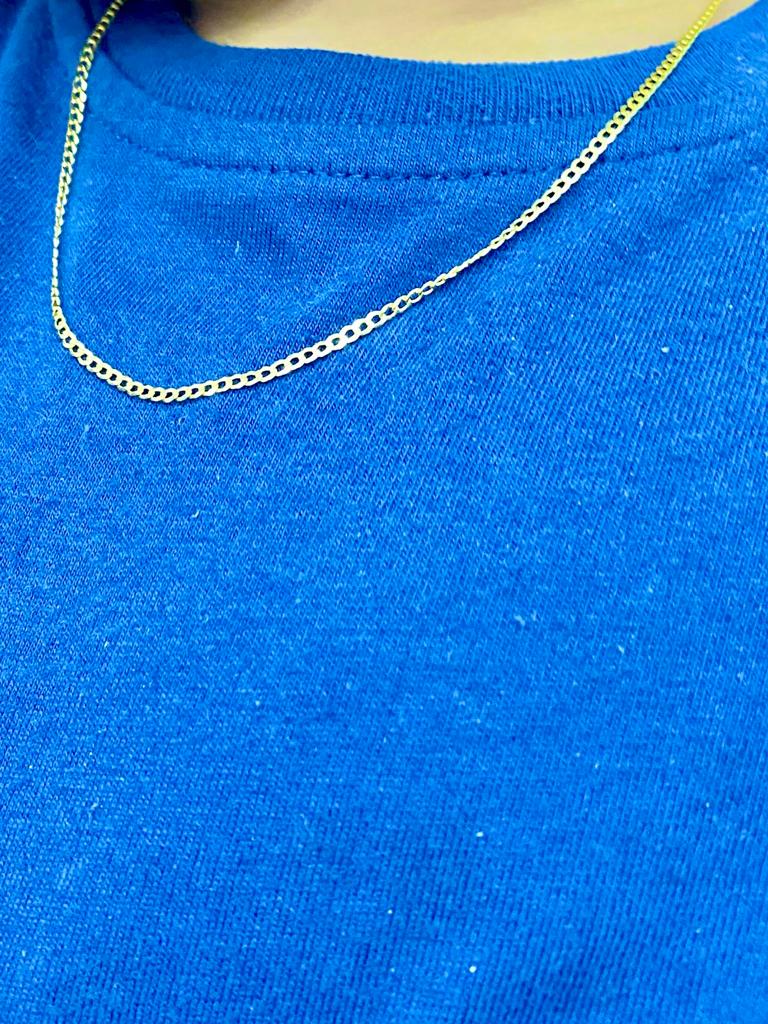 14K Yellow Gold Miami Curb Cuban Chain 2mm Necklace 16" for Kids Baby Girls 2.42g Fancy Design