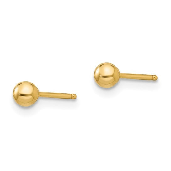 4mm Genuine Ball Studs Earrings in 10K Yellow Gold for Baby Kids Girls Gifts Jewelry Beads