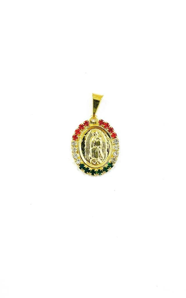 14K Gold Filled Virgen de Guadalupe Necklace Charm Pendant CZ 18x14mm 14" Newborn Baby Kids Gifts Religious