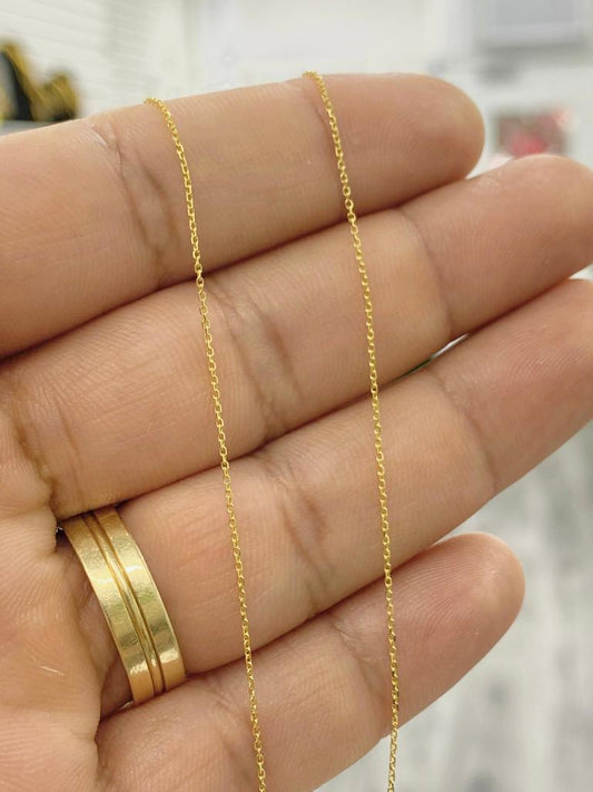 14K Yellow Gold Cable Link Chain Necklace for Babies Kids Childrens Gifts Dainty 18" Adjustable