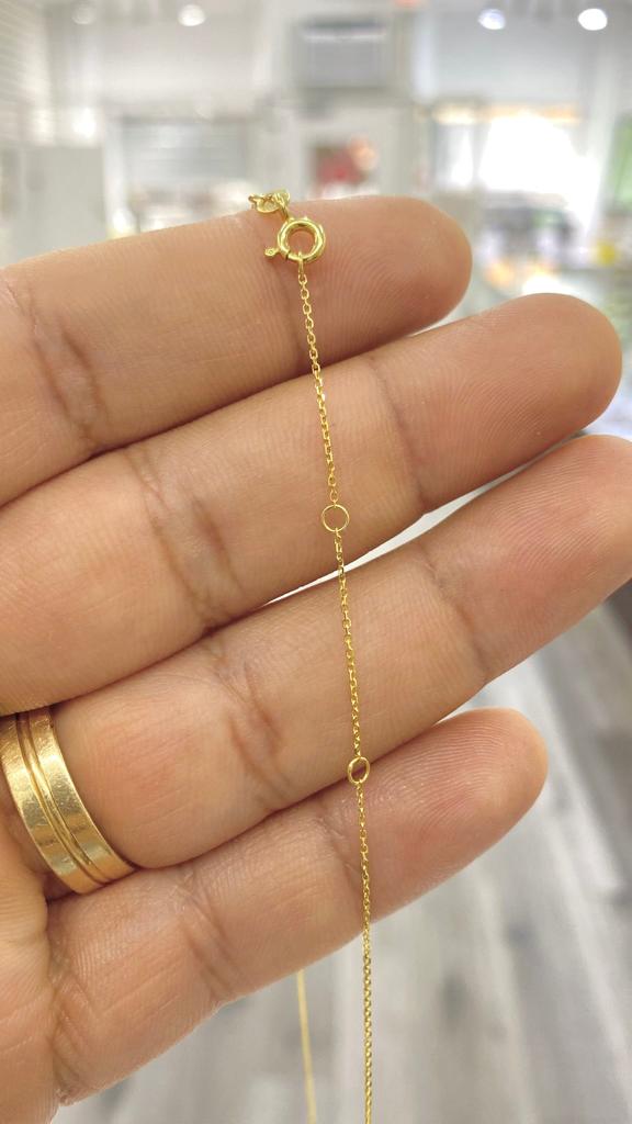 14K Yellow Gold Cable Link Chain Necklace for Babies Kids Childrens Gifts Dainty 18" Adjustable