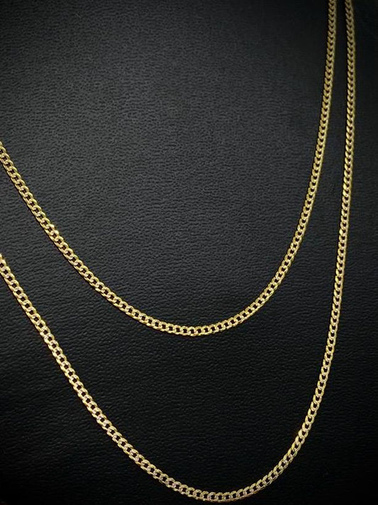Miami Cuban Link Chain Two Tone 1.8mm for Mens Women Kids 10K Yellow Gold Curb Necklace