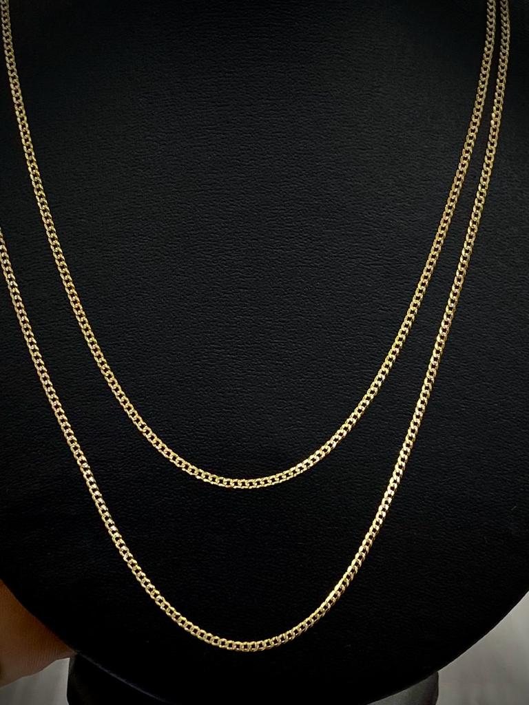 Miami Cuban Link Chain Two Tone 1.8mm for Mens Women Kids 10K Yellow Gold Curb Necklace