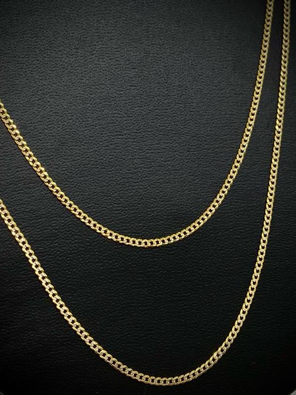 Miami Cuban Link Chain Two Tone 1.8mm for Mens Women Kids 10K Yellow Gold Curb Necklace