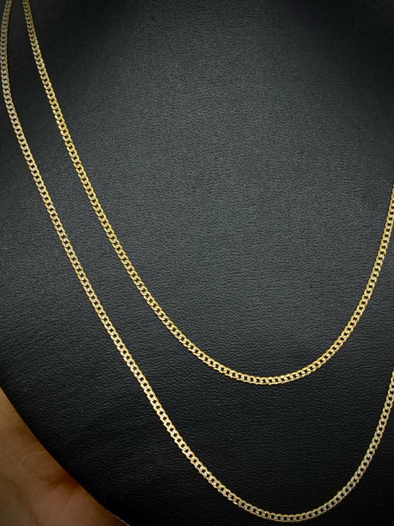 Miami Cuban Link Chain Two Tone 1.8mm for Mens Women Kids 10K Yellow Gold Curb Necklace