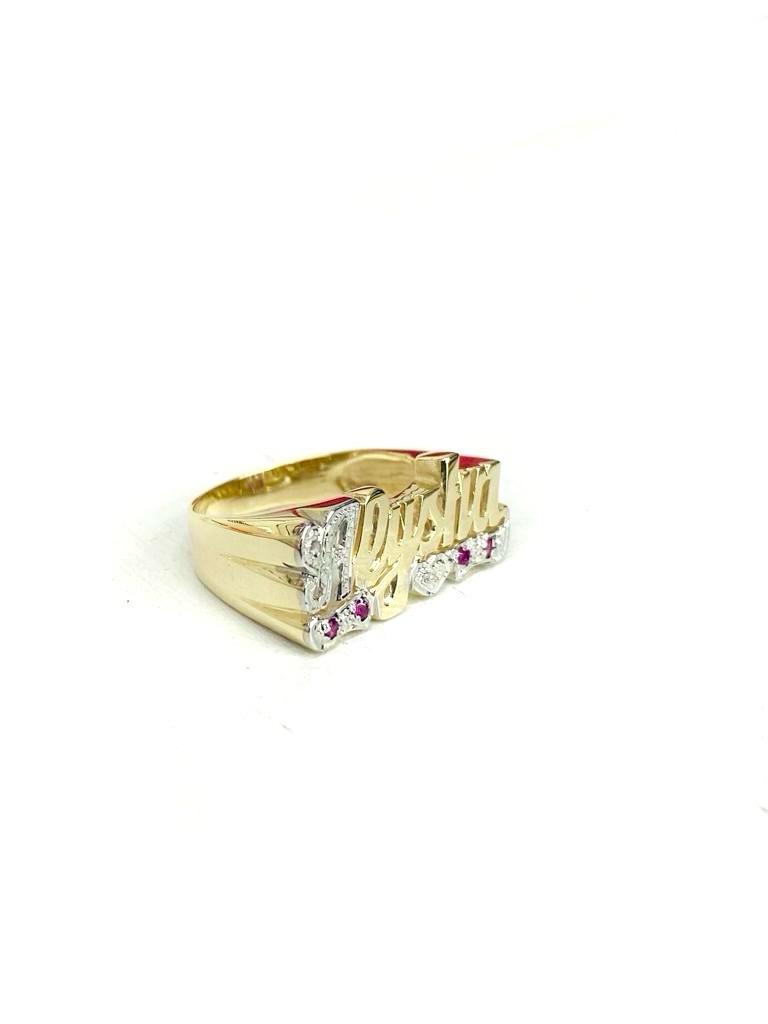 14K Yellow Solid  Gold Name Ring Personalized Jewelry for Mens and Womens