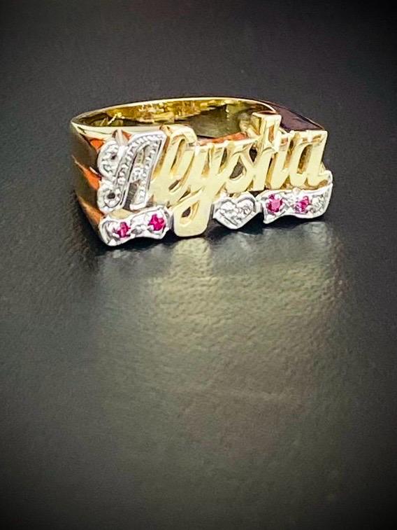 14K Yellow Solid  Gold Name Ring Personalized Jewelry for Mens and Womens