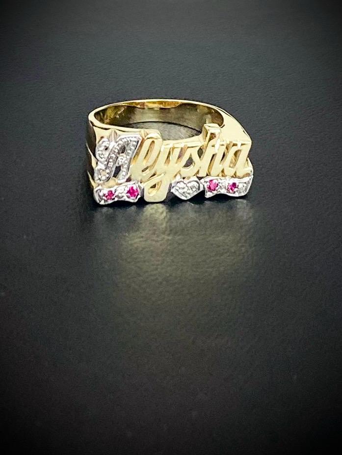 14K Yellow Solid  Gold Name Ring Personalized Jewelry for Mens and Womens