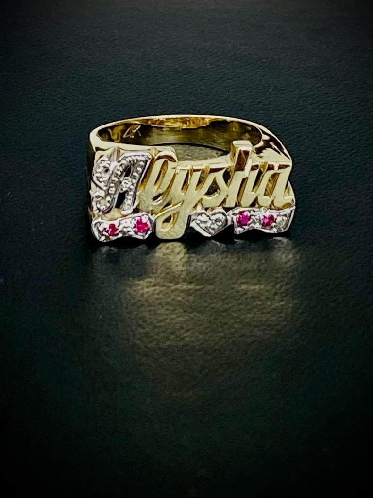 14K Yellow Solid  Gold Name Ring Personalized Jewelry for Mens and Womens