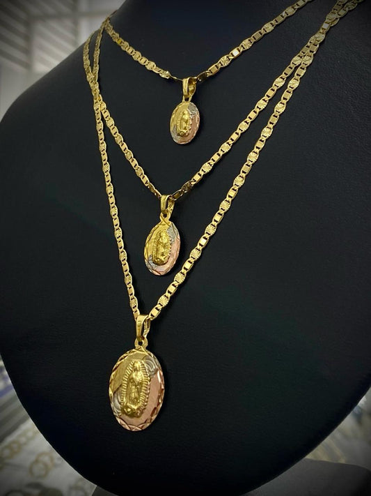 Virgen de Guadalupe Necklace 14K Gold Filled for Womens Mens Catholics Gift