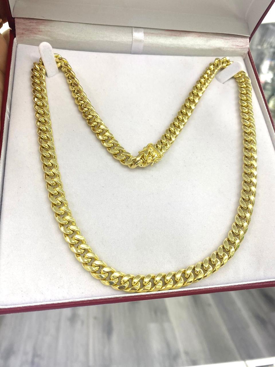 SOLID Miami Curb Chain for Mens 14K Yellow Gold 8.5mm 20" 22" 24" INCH Gifts for Him