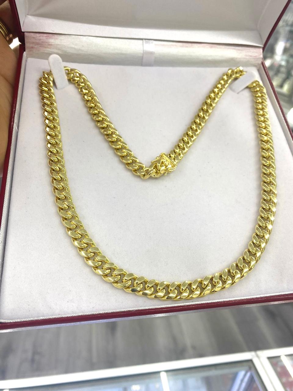 SOLID Miami Curb Chain for Mens 14K Yellow Gold 8.5mm 20" 22" 24" INCH Gifts for Him