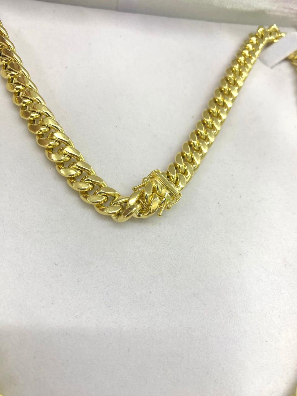 SOLID Miami Curb Chain for Mens 14K Yellow Gold 8.5mm 20" 22" 24" INCH Gifts for Him