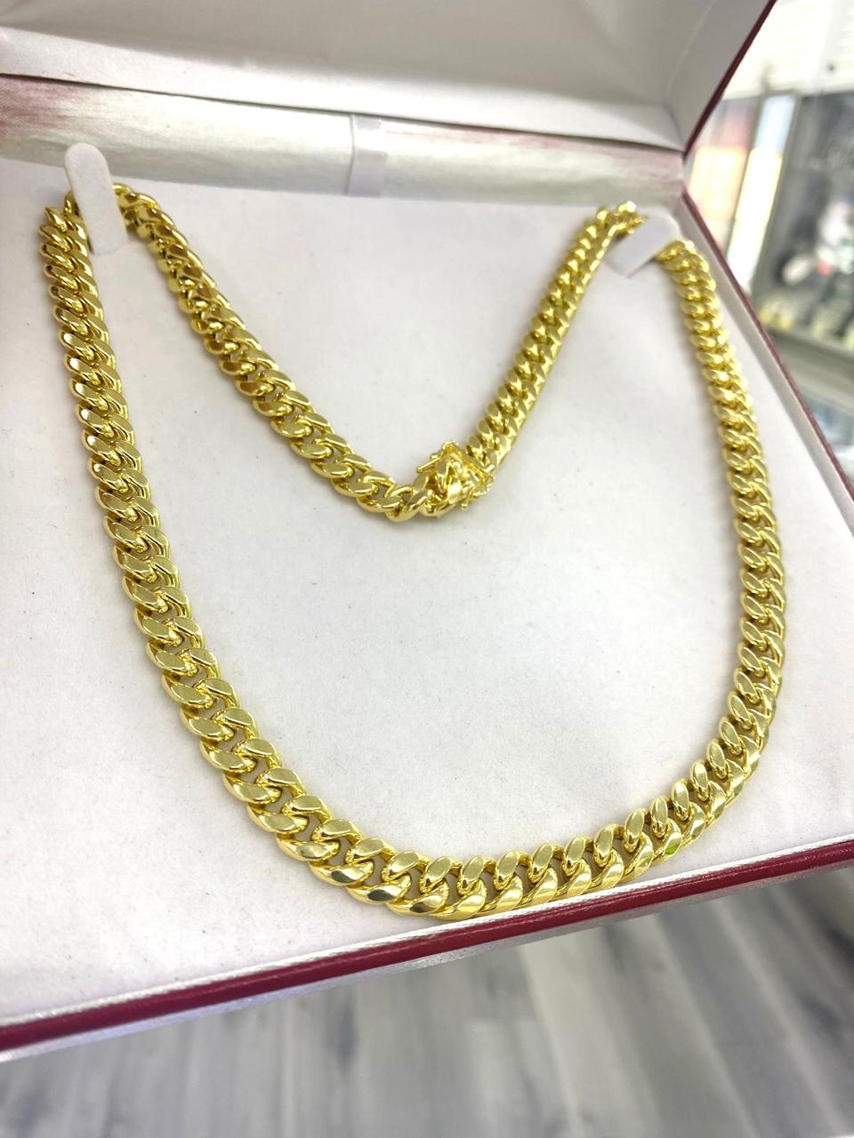 SOLID Miami Curb Chain for Mens 14K Yellow Gold 8.5mm 20" 22" 24" INCH Gifts for Him