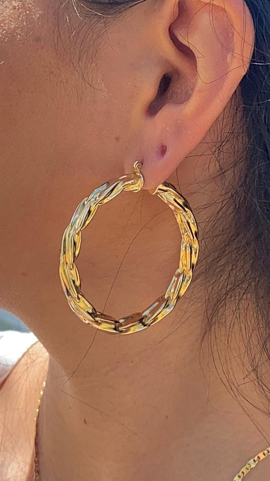 14K Gold Filled Hoop Earrings Twisted Womens Fashion Design Argollas Arracadas